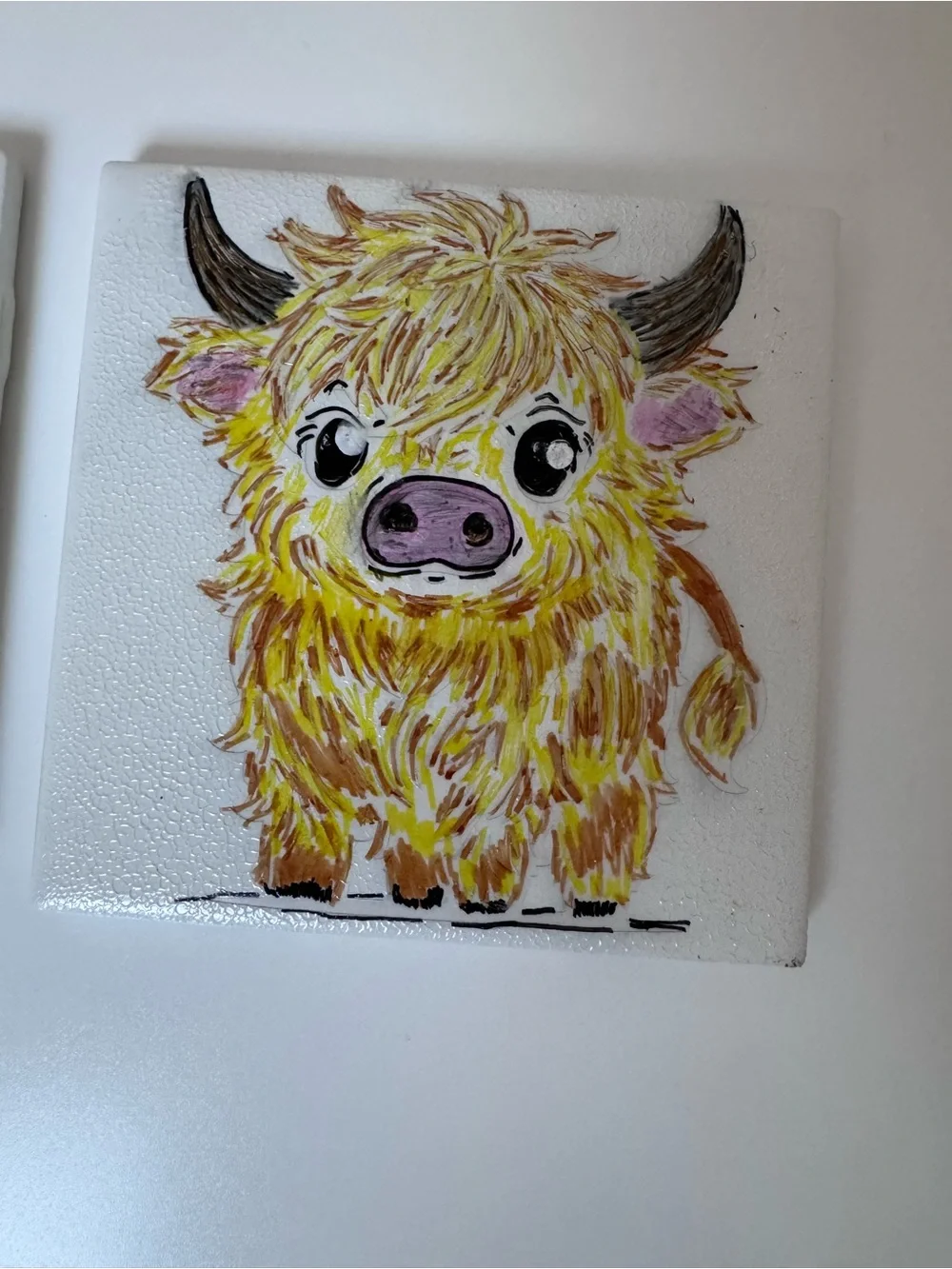 Handmade Yellow Highland Cow Coaster Set